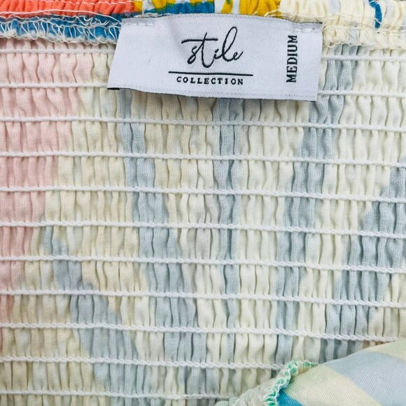 Stile Collection Soleil Cotton Lined Boho Beachy Maxi Dress Sz M Vibrant Floral - Picture 8 of 14